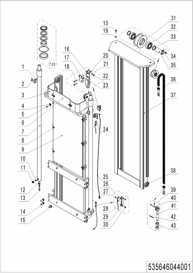 page42 Рисунок - 01 Стандартный двухступенчатый подъем мачты (535646044001)