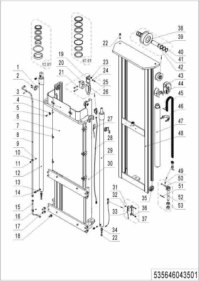 page50 Рисунок - 02 Двухступенчатая мачта с полным свободным подъемом (535646043501) Продолжение 2