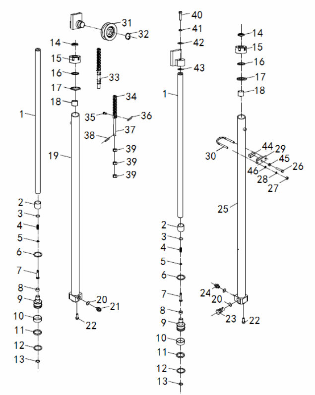page247 Рисунок - Инжир.81 Подъемный масляный цилиндр （2.0,2.5T 3-сцена Полностью свободна）