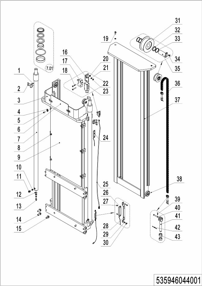 page28 Рисунок - 01 Стандартный двухступенчатый подъем мачты (535946044001) Продолжение