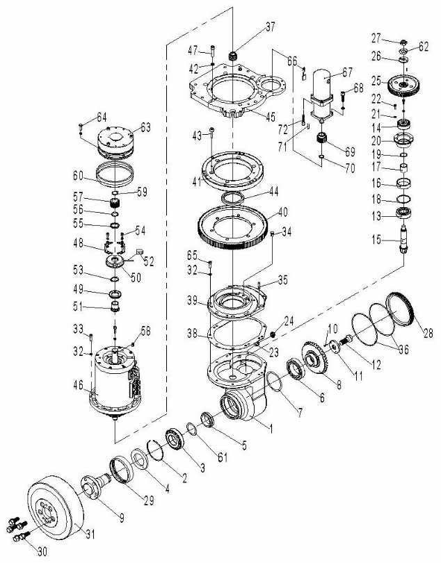 page43 Рисунок - Инжир. 21 26ELB-ПЕРЕМЕННЫЙ ток-1.3Ведущее колесо KW-R в сборе