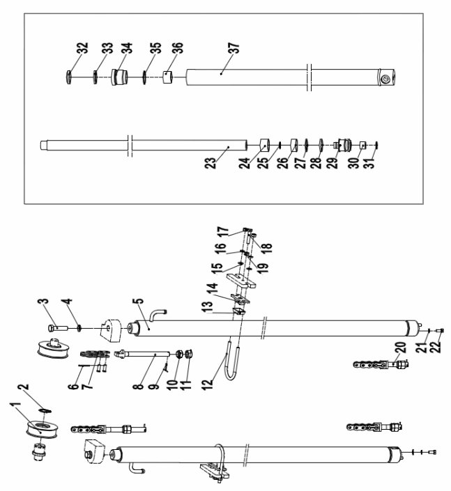page121 Рисунок - Инжир. 44 Подъемный цилиндр(стандартная мачта)