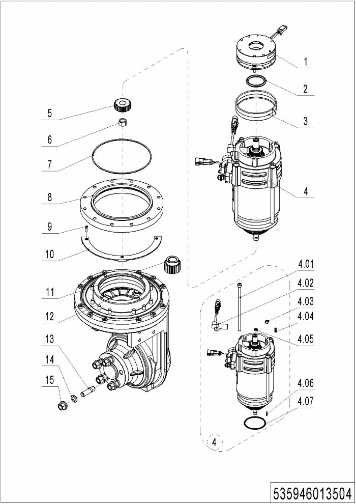 page10 Рисунок - 02 Привод рулевого управления в сборе 1.4квт (535946013504)